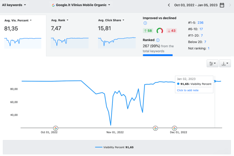 Atstatytas SEO matomumas nuo 24% iki 91% (Per 1 mėn.)
