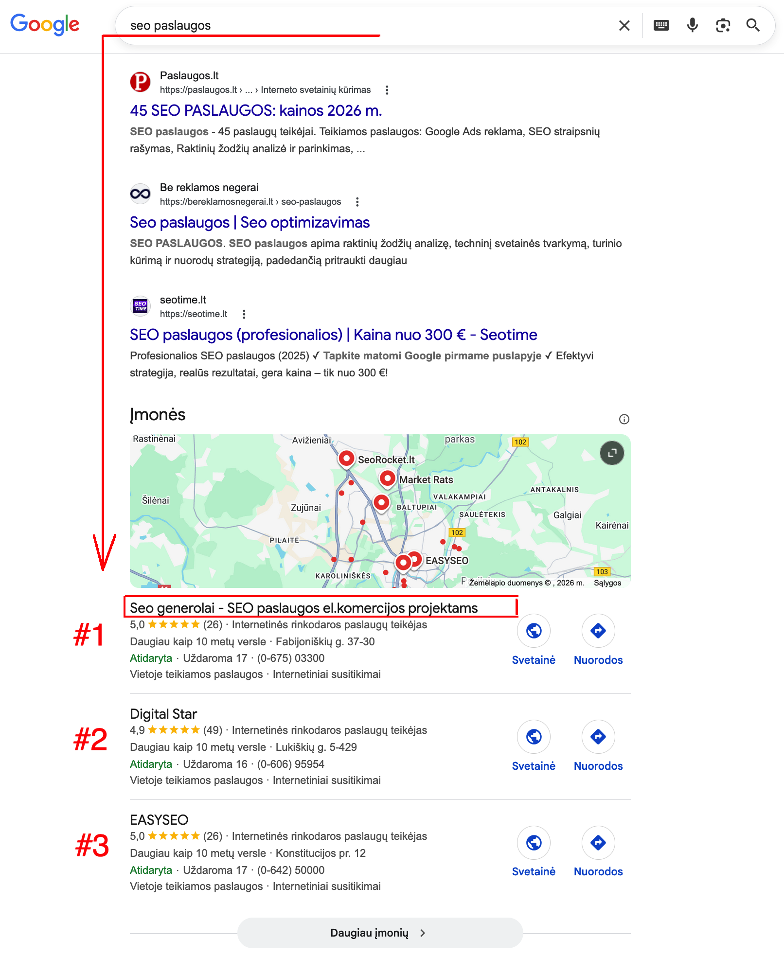 Local SEO #1 rezultatas